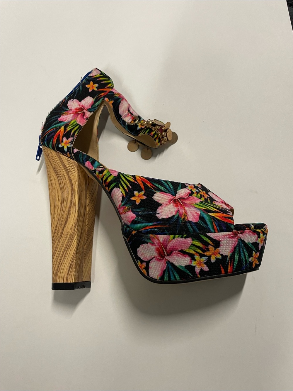 Othr Floral Platform Heel Sandals - Black with Pink Floral